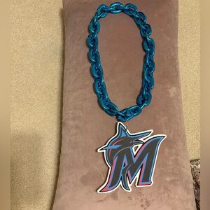 Miami Marlins Blue Chain Logo Necklace